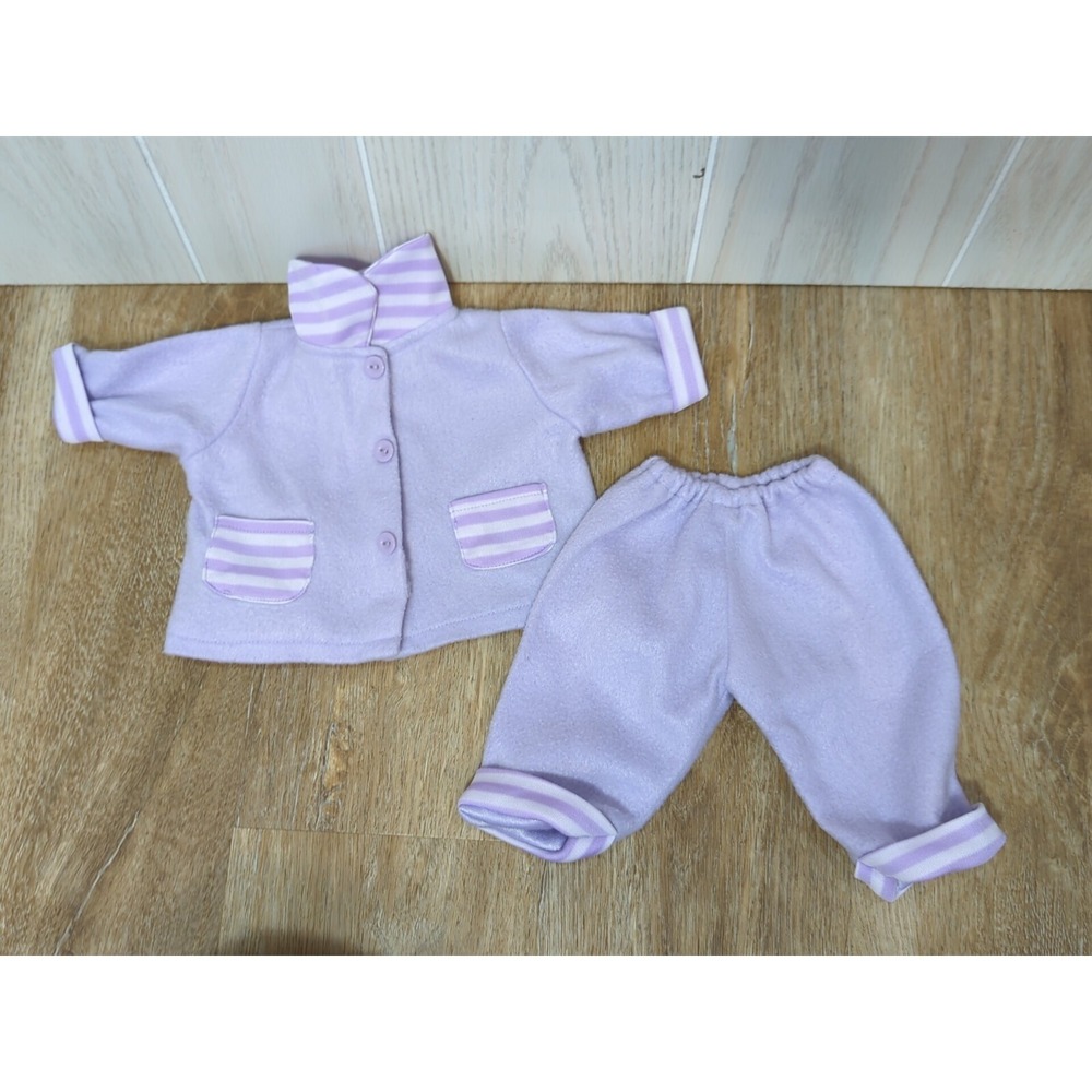 Lissi GMBH doll outfit purple fleece jacket pants stripes